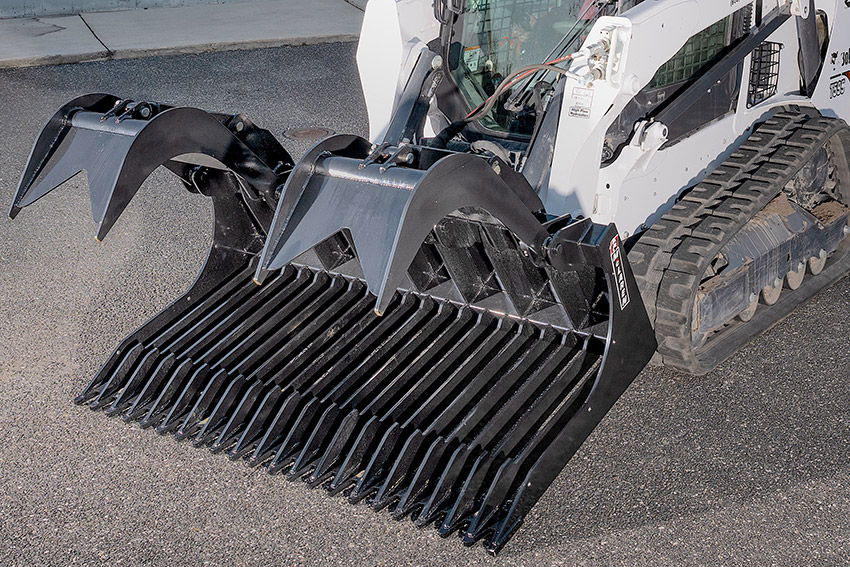 Skid Steer Rock Rake Grapple Bucket